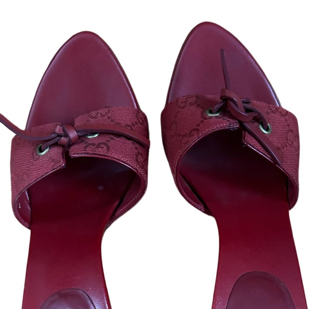 GUCCI RED STILETTO SANDALS SIZE 8 1/2 B - Picture 6 of 16